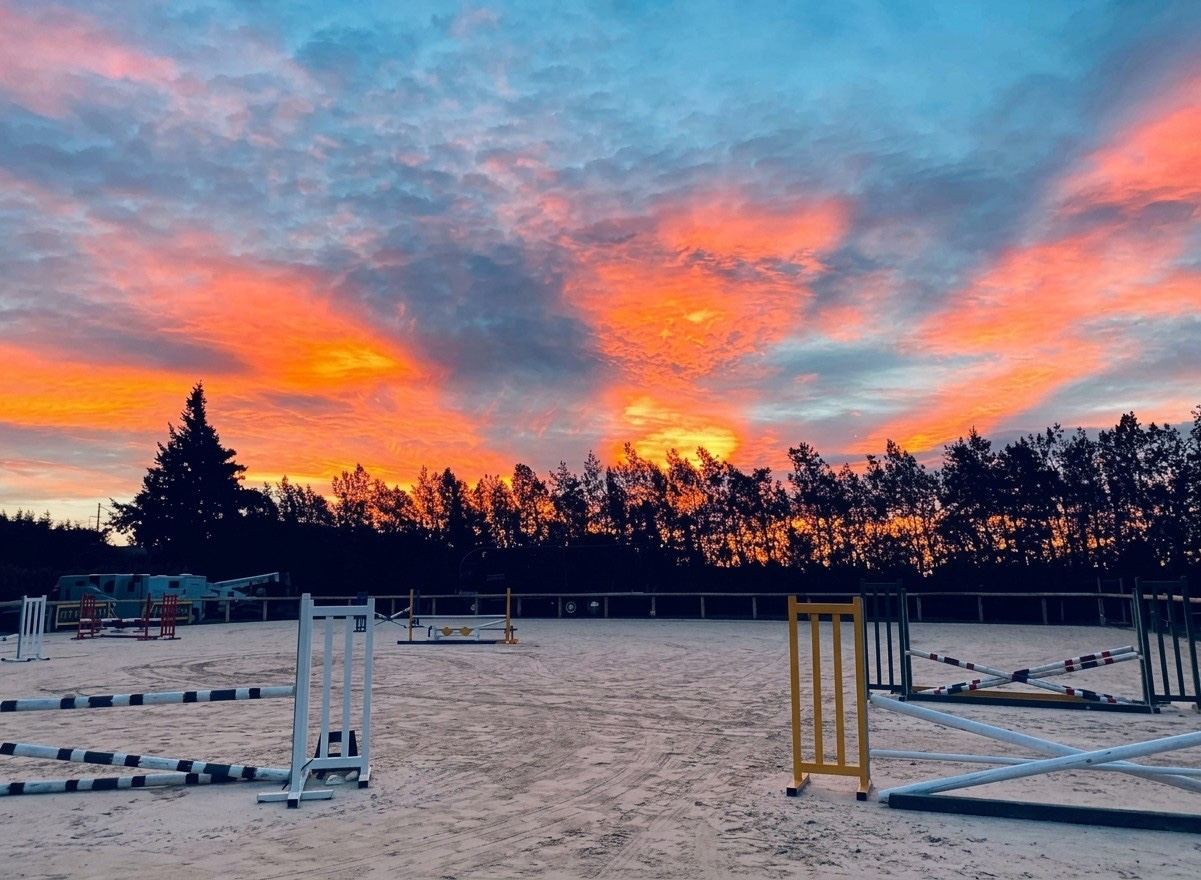 Sunset over the arena at Domaine de Révélat